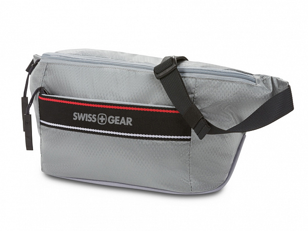 Сумка на пояс SWISSGEAR, светло-серая, полиэстер с плетением рип-стоп, 38 x 5 x 15 см с логотипом в Череповце заказать по выгодной цене в кибермаркете AvroraStore